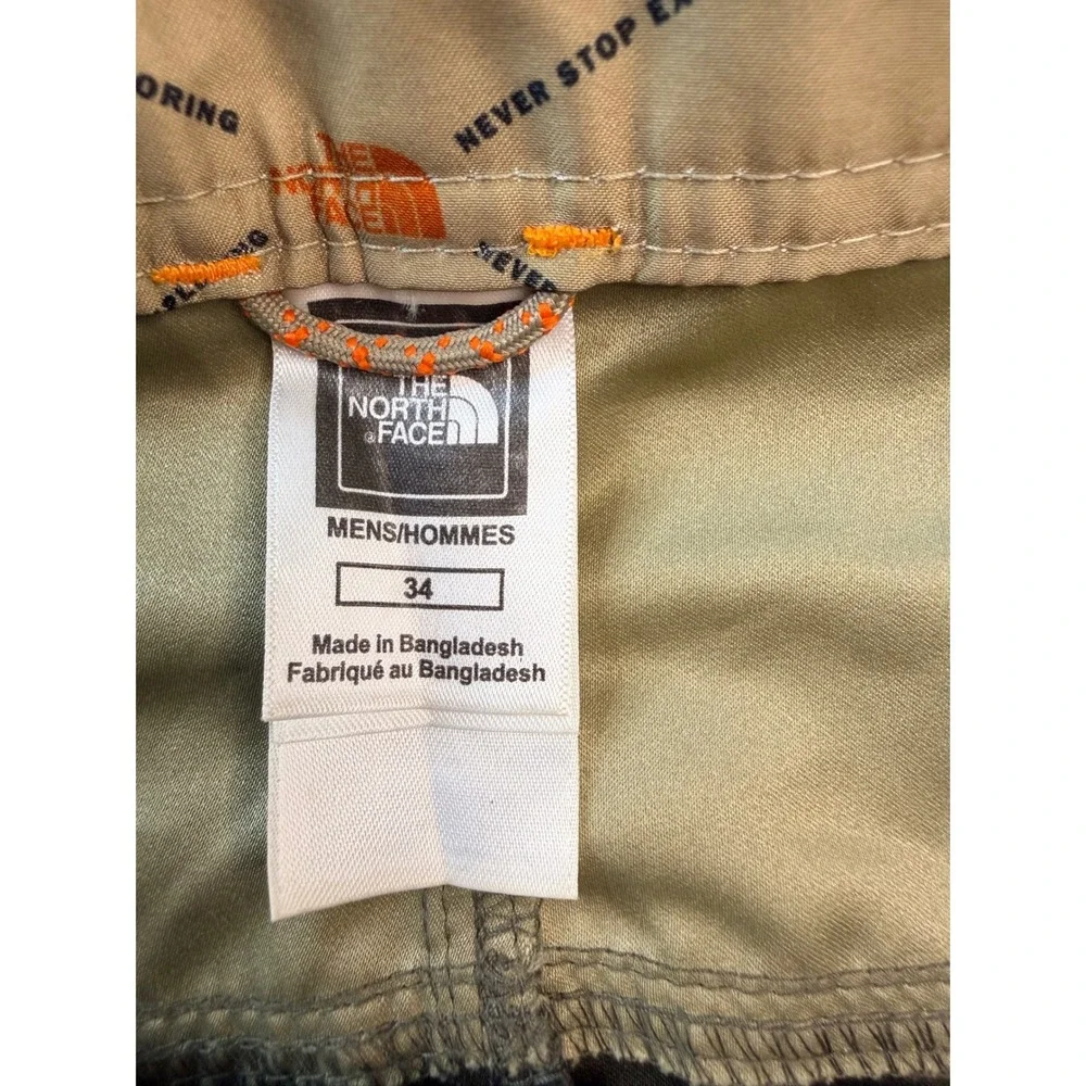 The North Face Mens 34 Green Tan Board Shorts Swim Trunks Hiking‎ Outdoor Cargo